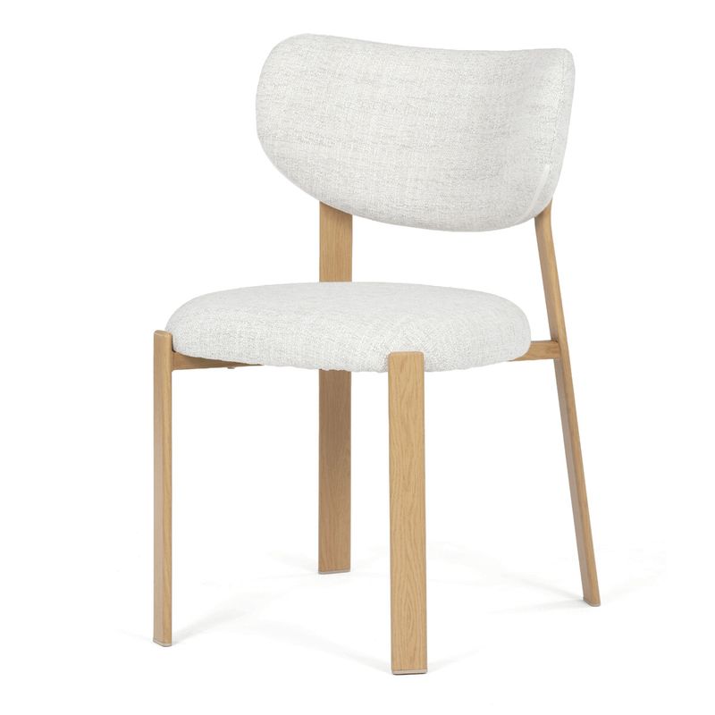 Jedálenská stolička, biela látka, nohy kov hnedý, HC-L3125 OAK