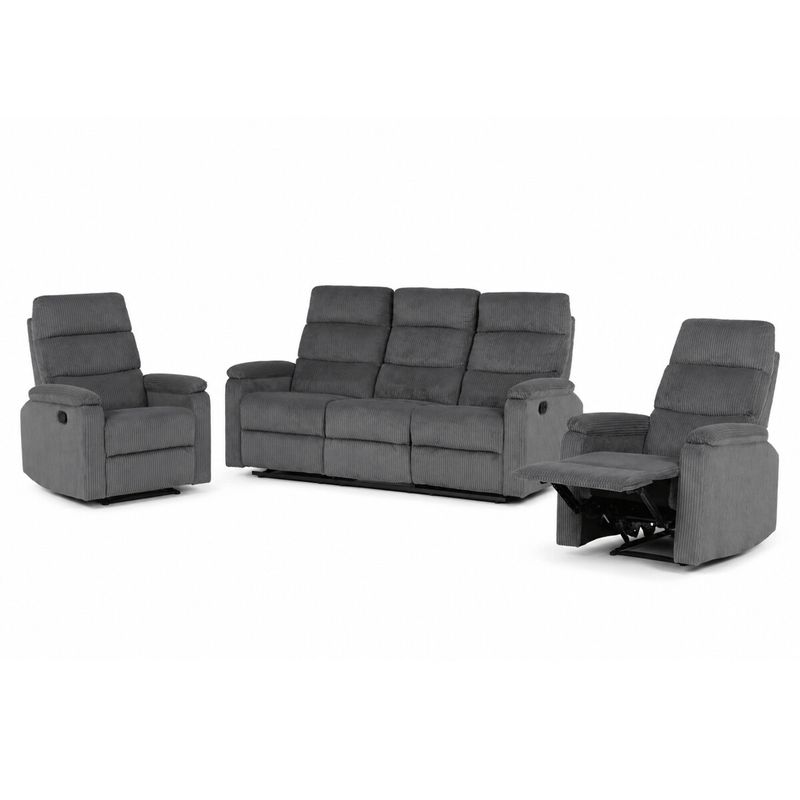 Sedacia súprava, polohovacia, sivá, menčestrová látka, ASD-C5981 GREY6