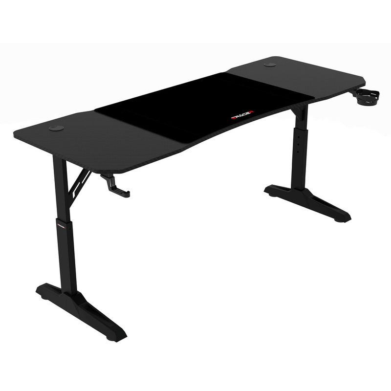 Pevný herný stôl 160x60cm, nastaviteľná výška, melamín, carbon, LT-H1116 BK