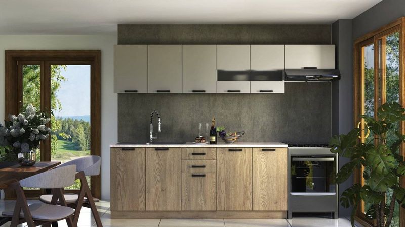 Moderná kuchynská linka, 260 cm, dub cremona, kašmír, PERLA OAK