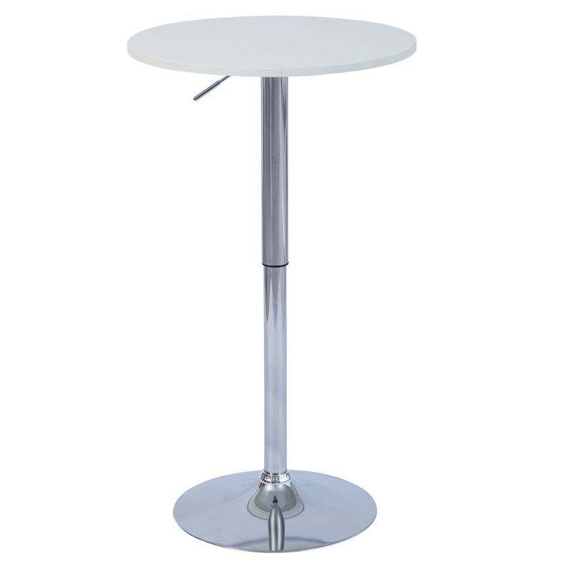 Barový stôl, 60cm, nastaviteľný, biely, chróm, BRANY 3 NEW