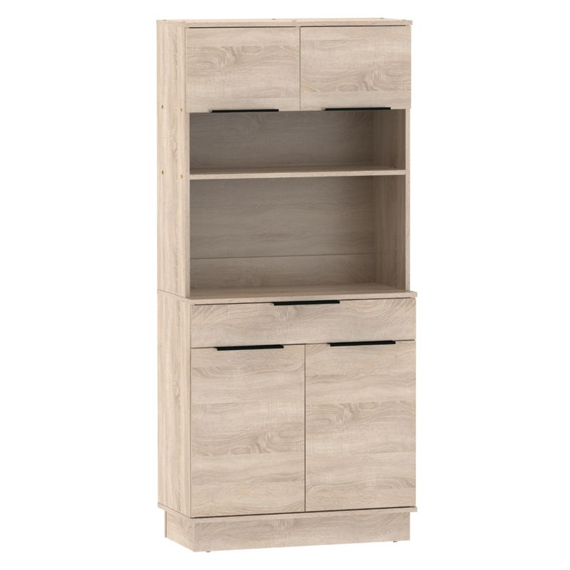 Štvordverový kredenc, 80cm, dub sonoma, LILIEN TYP 1