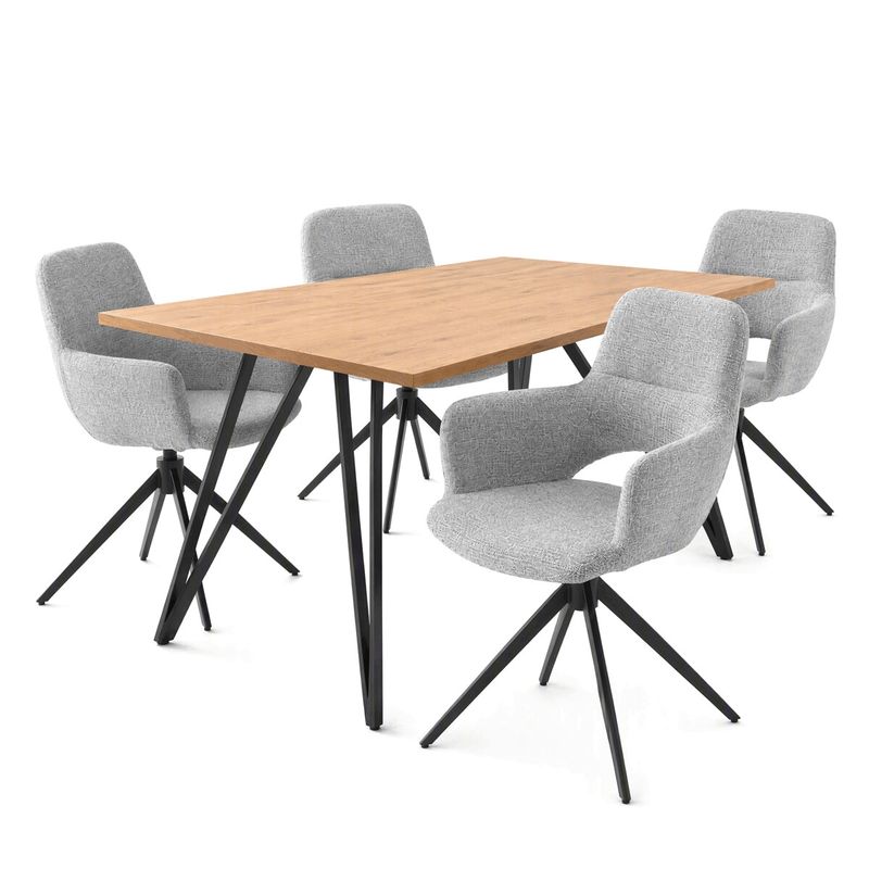 Jedálenský set so 4 stoličkami Polaris, 160x90cm, sivá, masív dub, ASE-1041 GREY2