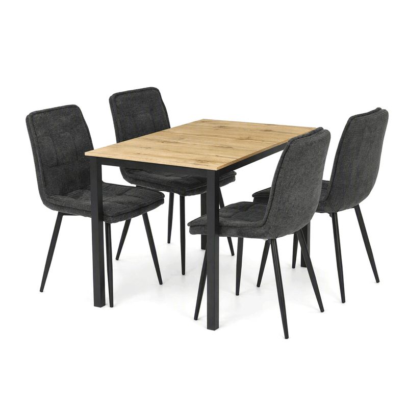Jedálenský set so 4 stoličkami Leonis, 110x70cm, sivý, MDF divoký dub, ASE-1043 GREY2