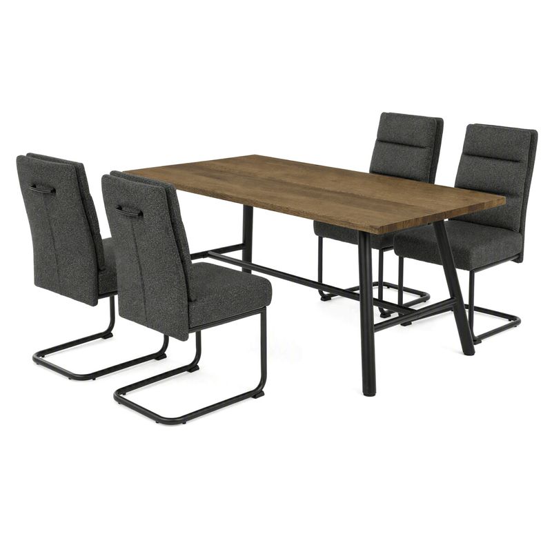 Jedálenský set so 4 stoličkami Antares, 180x90cm, sivý, dýha orech, ASE-1045 GREY2