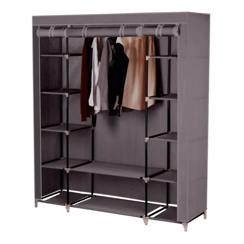 Šatníkový organizér, 150cm, látka, kov, hnedý, METIN