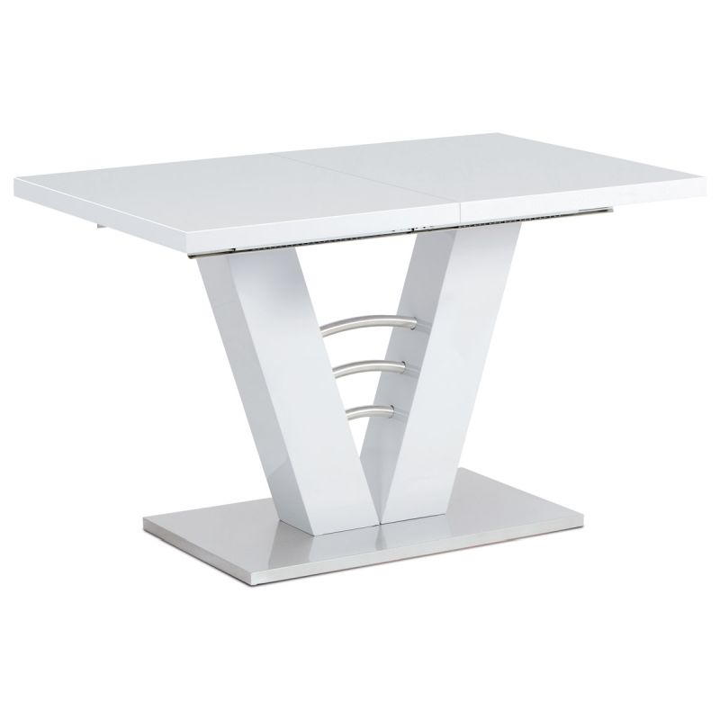 Jedálenský stôl 120-160x80cm, rozkladací, MDF, biely, HT-510 WT