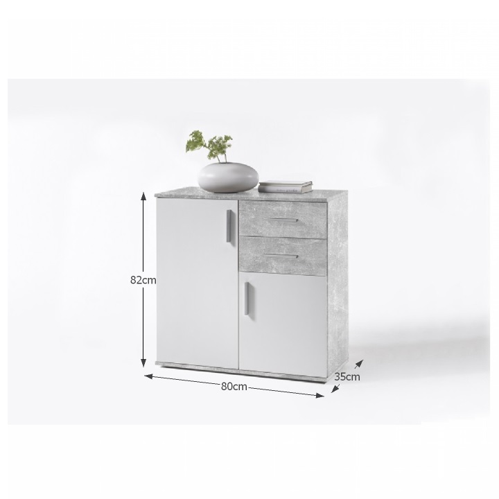 Komoda, 80cm, kombinovaná, biela, betón, POPPY 4