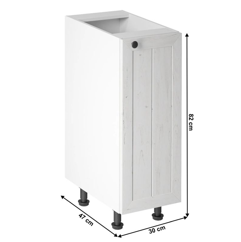 Spodná skrinka, 30cm, biela, sosna andersen, pravá, PROVANCE D30