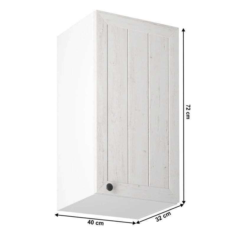 Horná skrinka, 40cm, biela, sosna andersen, pravá, PROVANCE G40