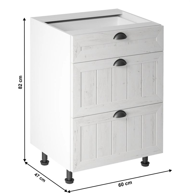 Spodná skrinka, 60cm, biela, sosna andersen, PROVANCE D60S3