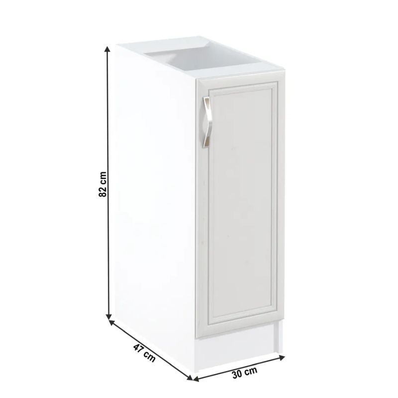 Spodná skrinka, 30cm, biela, sosna Andersen, pravá, SICILIA D30