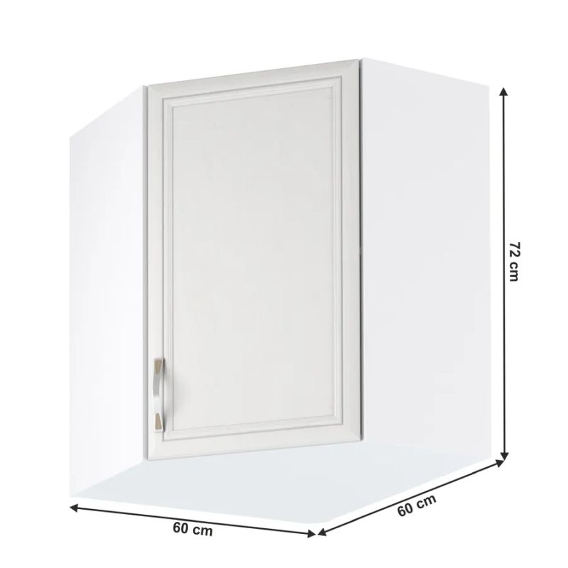 Horná skrinka rohová, 60cm, biela, sosna Andersen, SICILIA G60N