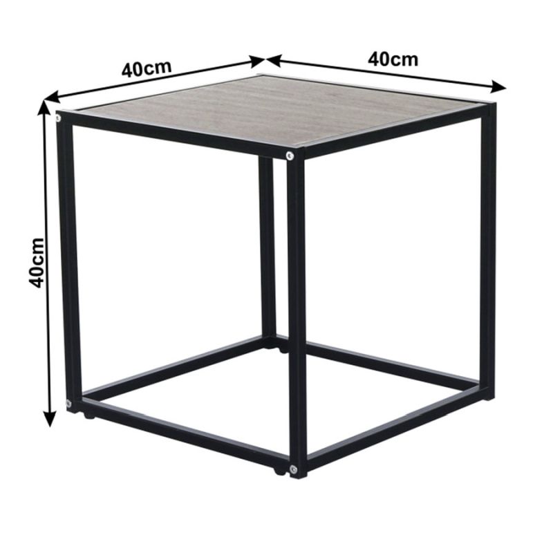 Príručný stolík, 40x40cm, dub, čierny, JAKIM NEW TYP 1