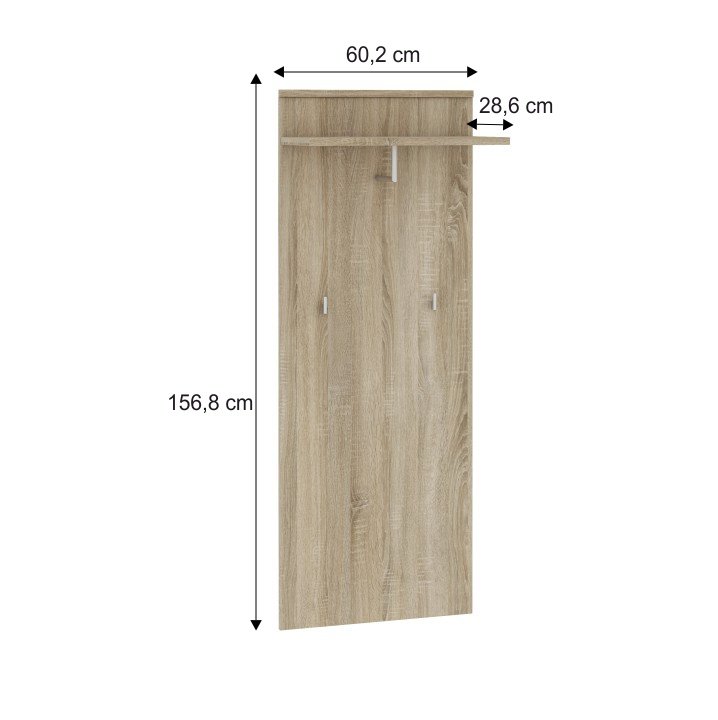 Vešiakový panel, 60cm, dub sonoma, Mario New Typ D-6