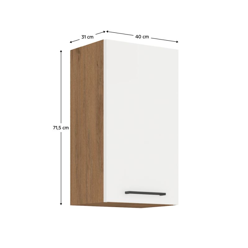 Horná skrinka, 40cm, biely lesk, dub lancelot, VEGA 40 G-72 1F