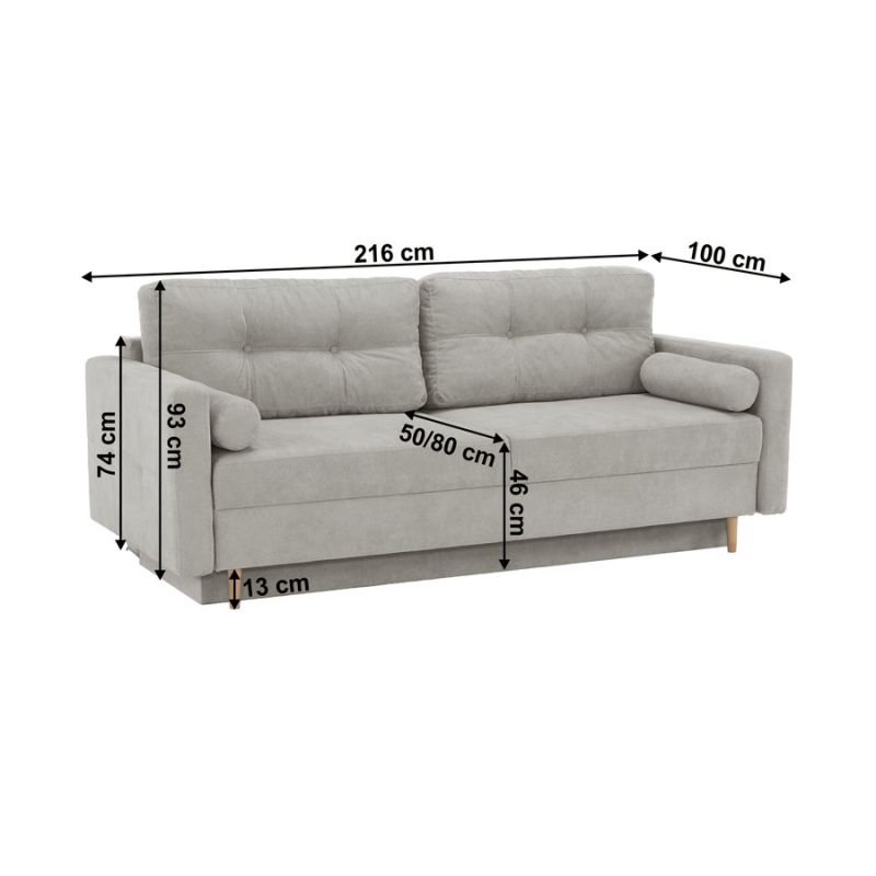 Pohovka rozkladacia, sivá látka Queens, AURELIA