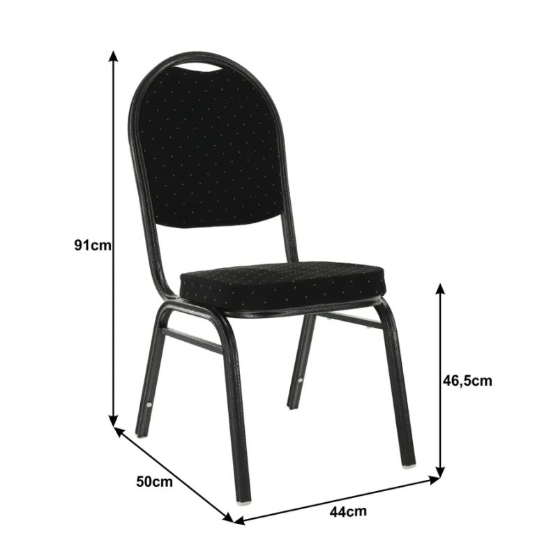 Stolička, stohovateľná, čierna látka, sivý kov, JEFF 2 NEW