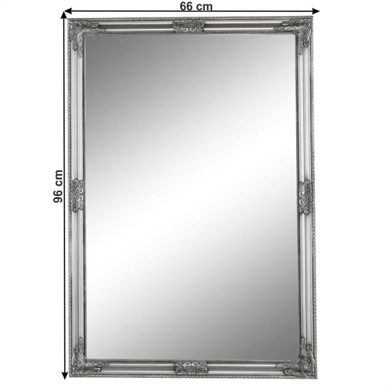 Zrkadlo, 66x96cm, drevený rám strieborný, MALKIA TYP 11