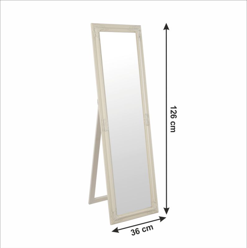 Zrkadlo, 36x126cm, drevený rám smotanový, MALKIA TYP 12