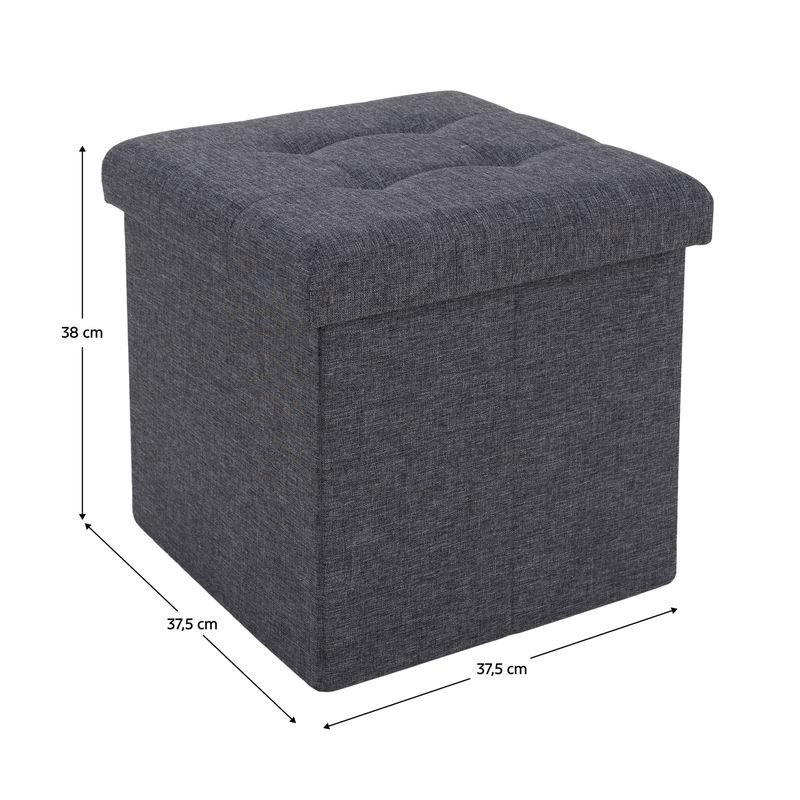 Taburet, 38cm, úložný priestor, tmavosivá látka, FALON