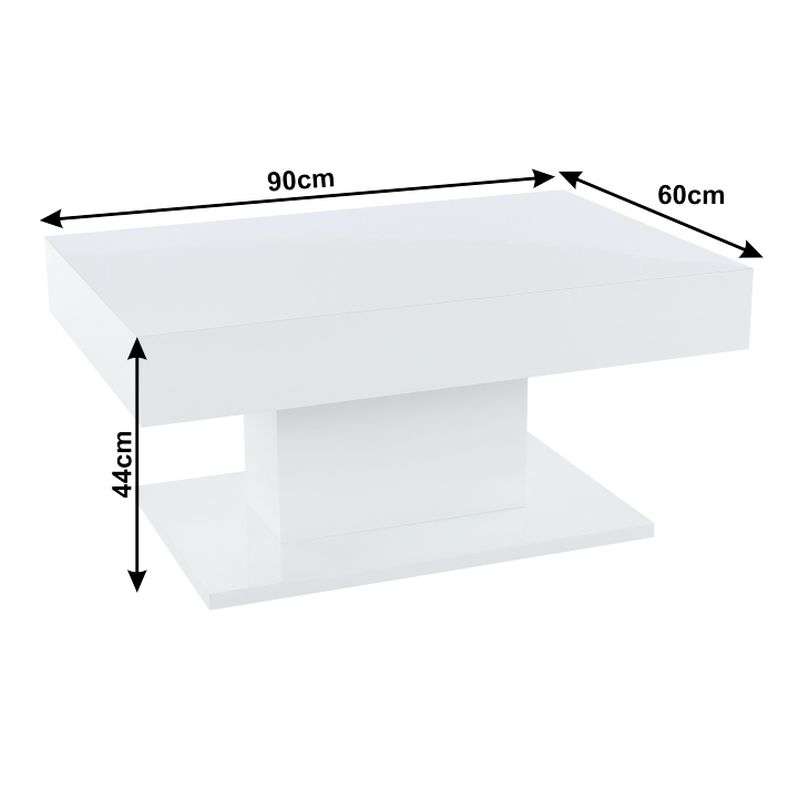 Konferenčný stôl, 90x60cm, s úložným priestorom, biely, DIKARO