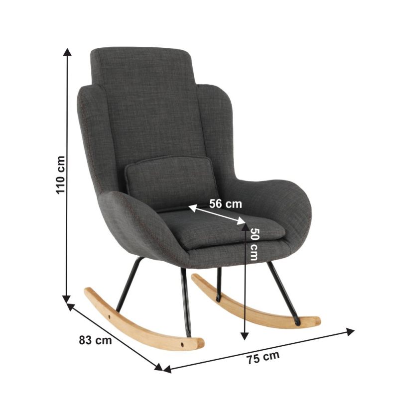 Hojdacie kreslo, drevo, sivá látka, HARPER