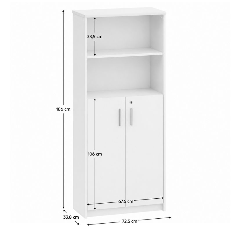Regál so skrinkou, 72cm, biely, JOHAN 2 NEW 10