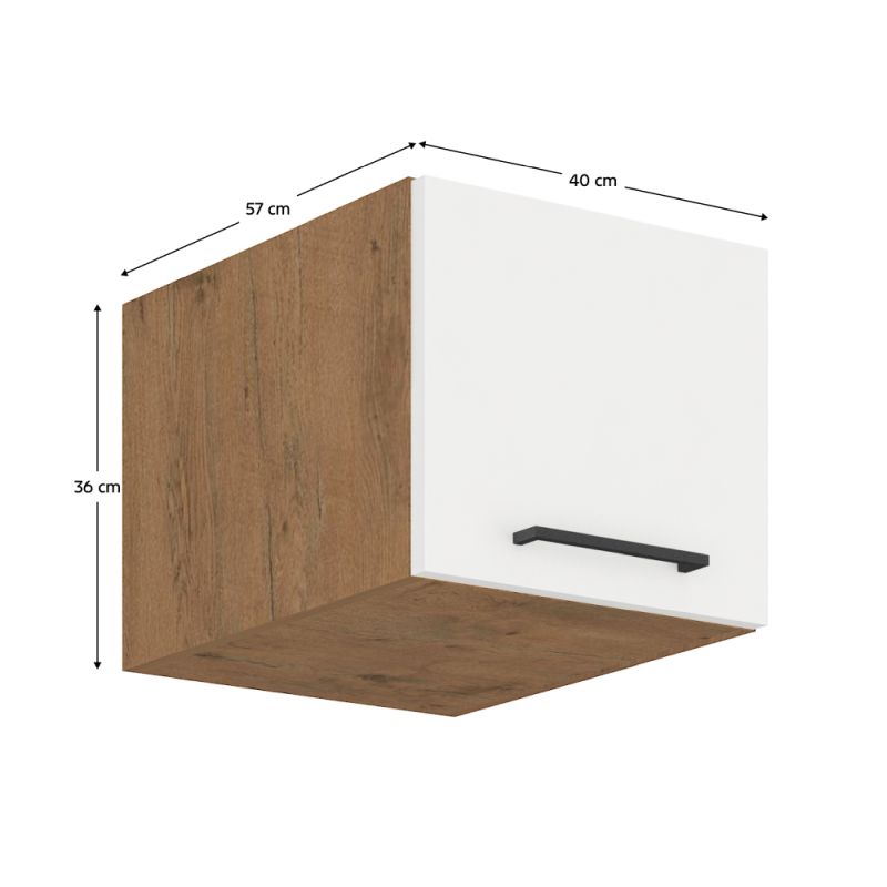 Horná skrinka, 40cm, biely lesk, dub lancelot, VEGA 40 NAGU-36 1F