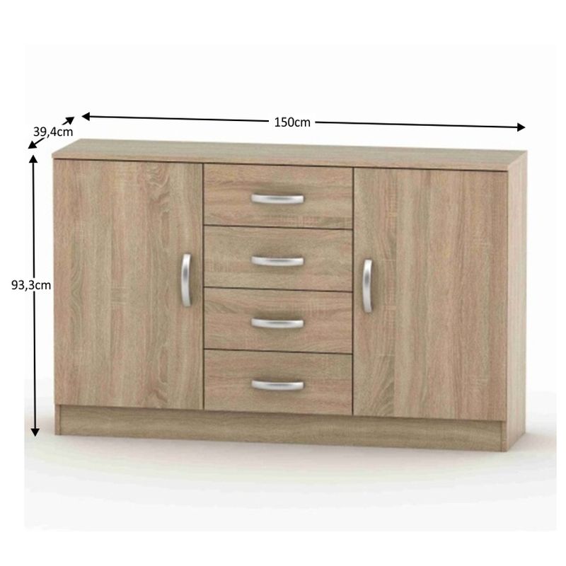 Komoda, 150cm, kombinovaná, dub sonoma, BETTY 2, BE02-019-00