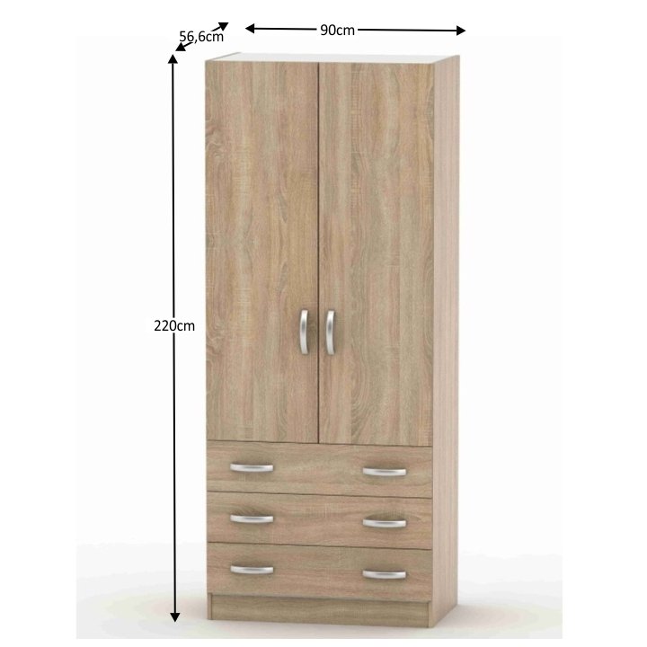 Skriňa, 90cm, vešiaková, dub sonoma, BETTY 2, BE02-001-00