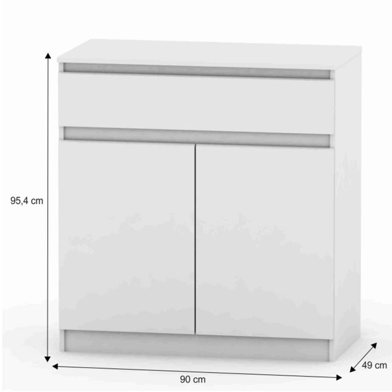 Komoda, 90cm, kombinovaná, biela, HANY NEW 007