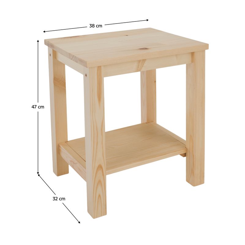 Nočný stolík, 38cm, masív, prírodný, FOSIL