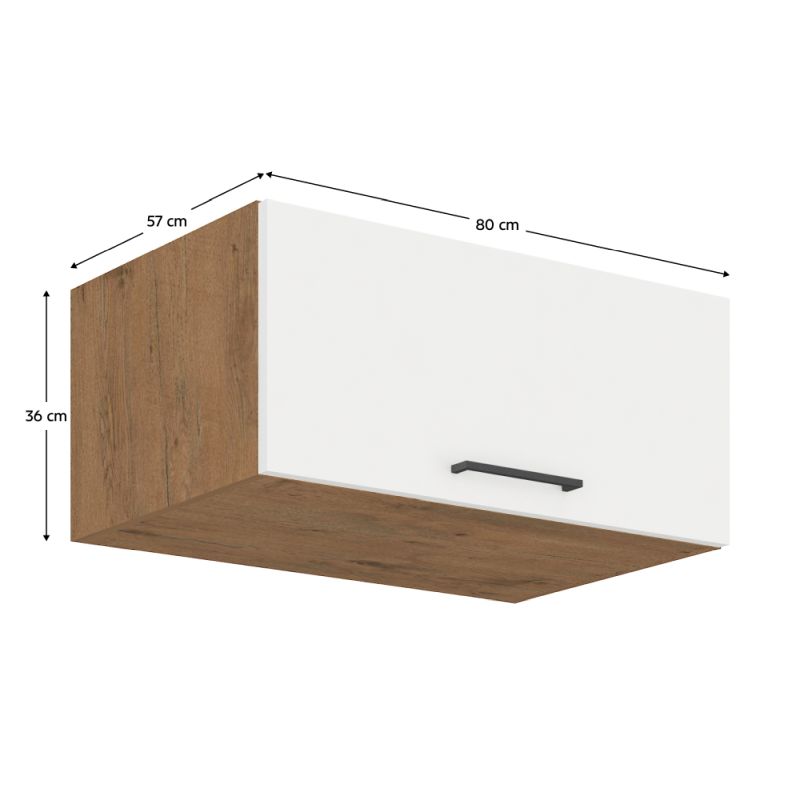 Horná skrinka, 80cm, biely lesk, dub lancelot, VEGA 80 NAGU-36 1F