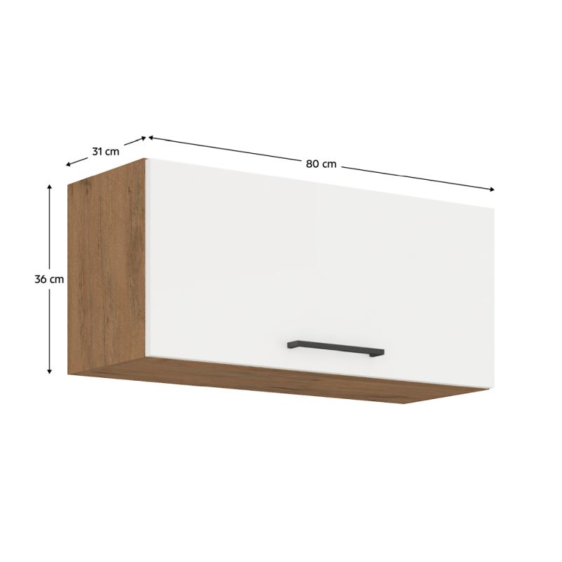 Horná skrinka, 80cm, biely lesk, dub lancelot, VEGA 80 GU-36 1F