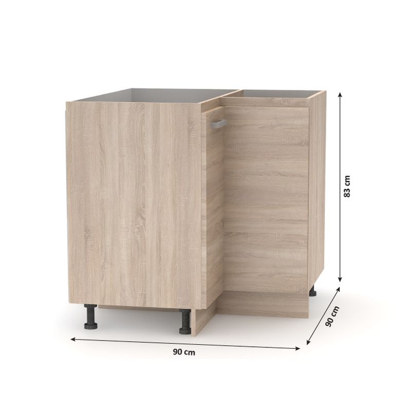 Spodná skrinka rohová, 90cm, dub sonoma, NOVA PLUS NOPL-061-RS