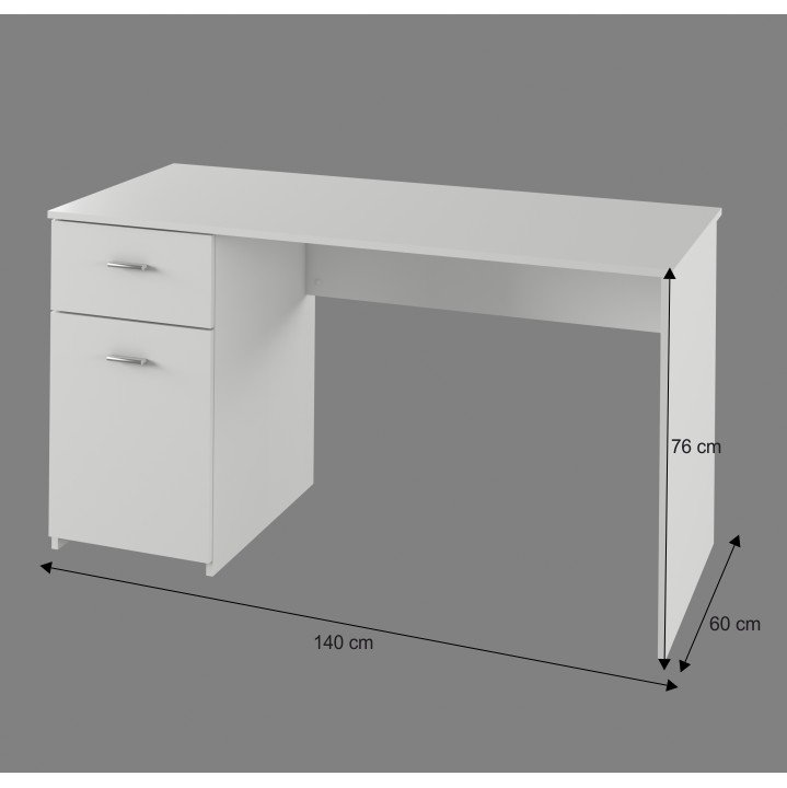 PC stôl, 140x60cm, biely, BANY