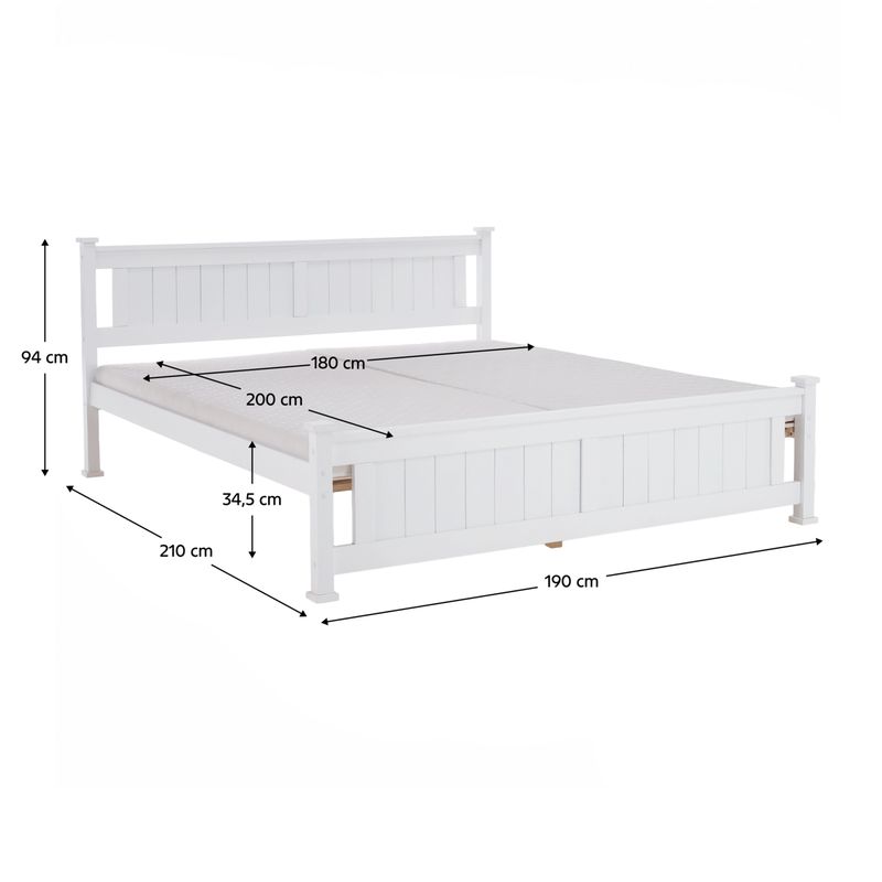 Manželská posteľ, 180x200, s roštom, biela, LUCAS NEW