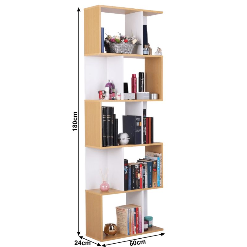 Regál, 60cm, prírodný, biely, ERDEM NEW TYP 3