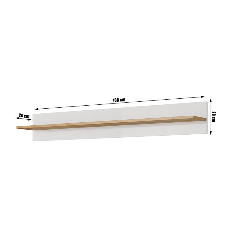 Polica, 138cm, biela, dub grandson, CITY