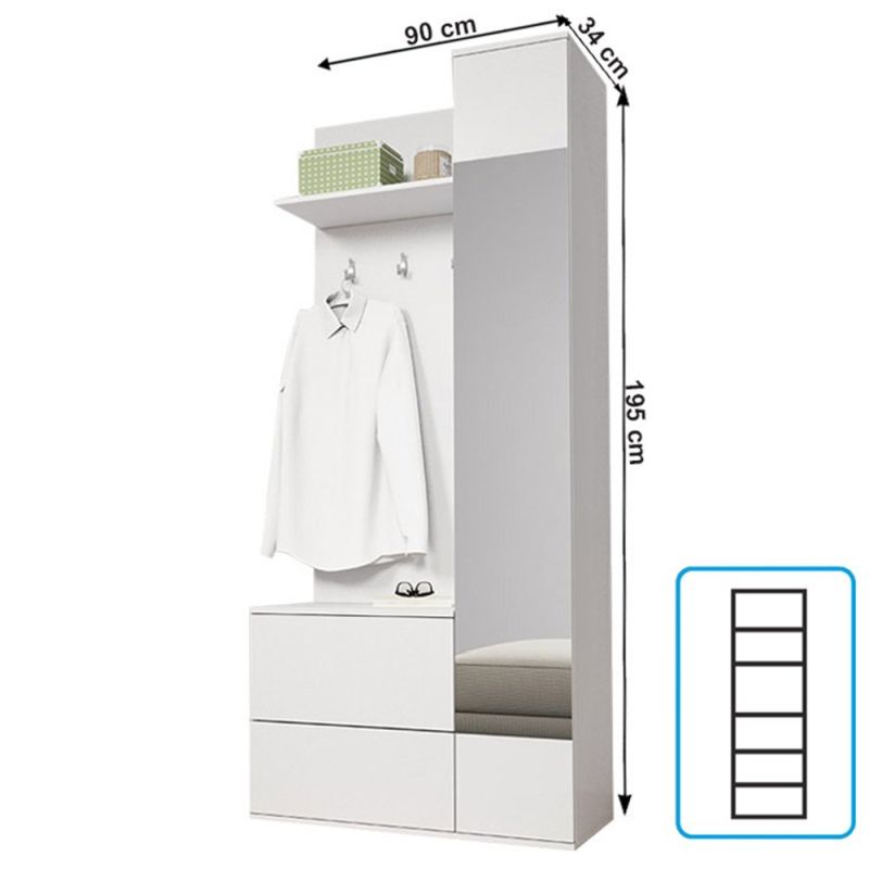 Predsieňová zostava, 90cm, biela, GADIS