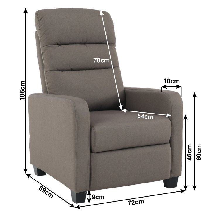 Kreslo, polohovacie, relaxačné, hnedá látka, TURNER