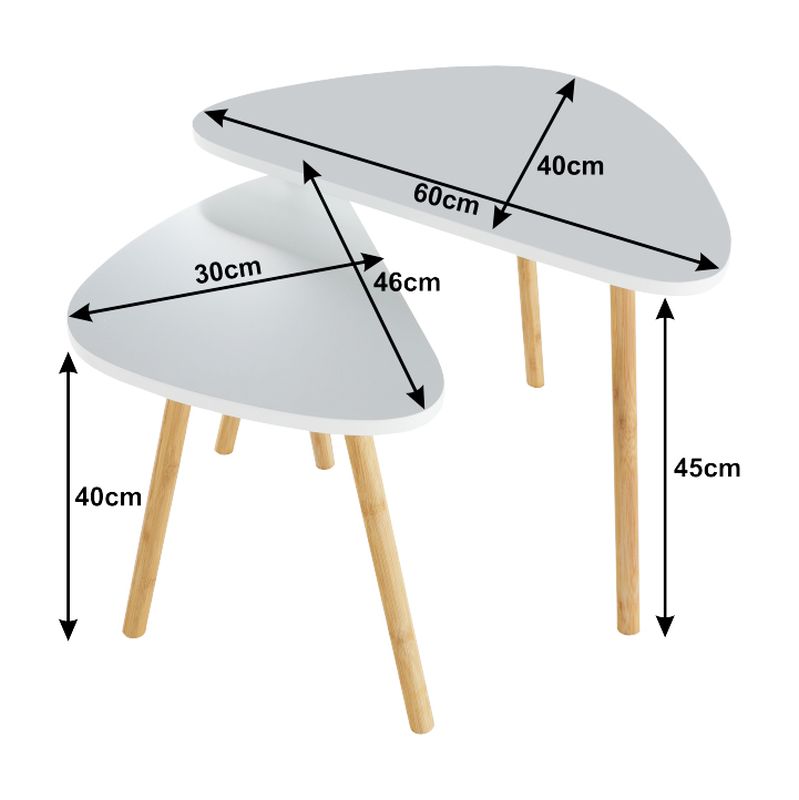 Sada dvoch konferenčných stolíkov, biely, prírodný, BISMAK