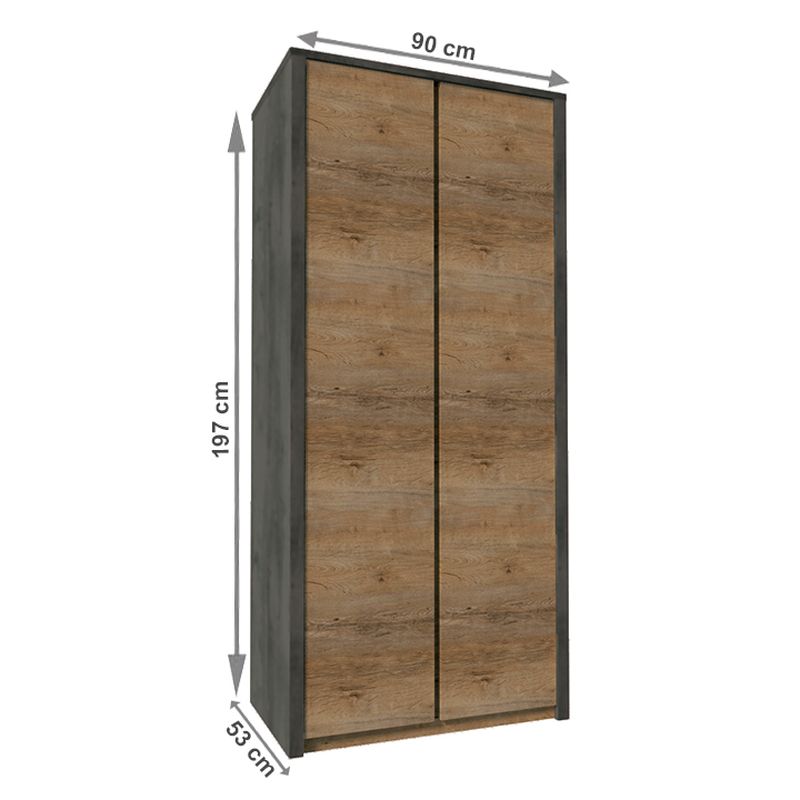 Skriňa, 90cm, kombinovaná, dub lefkas tmavý, smooth sivý, MONTANA S2D