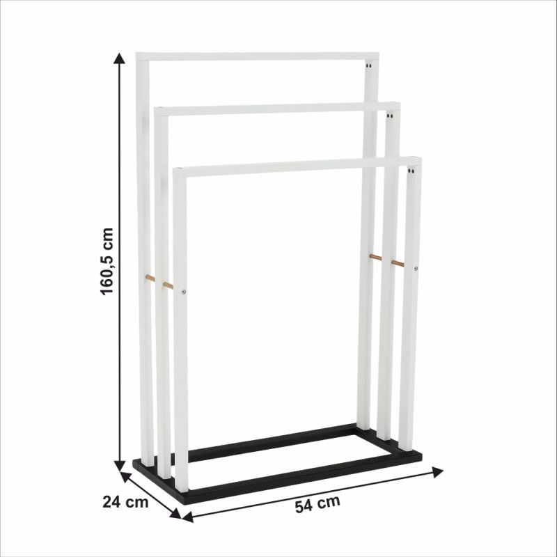 Stojan na uteráky, 54cm, biely, čierny, KOMO NEW
