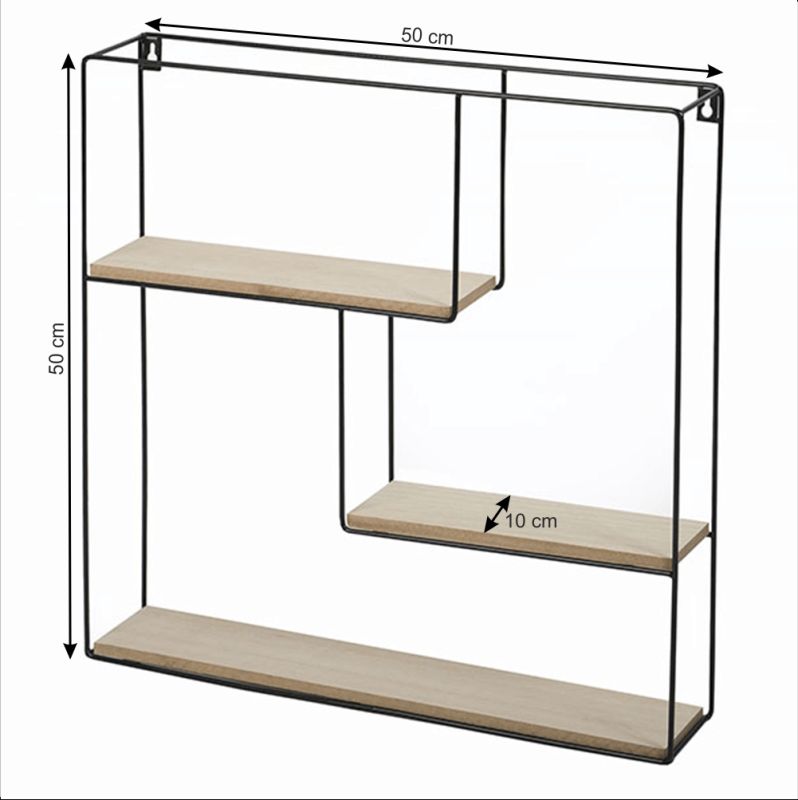 Polička, 50cm, prírodná, čierna, DESIO TYP 1