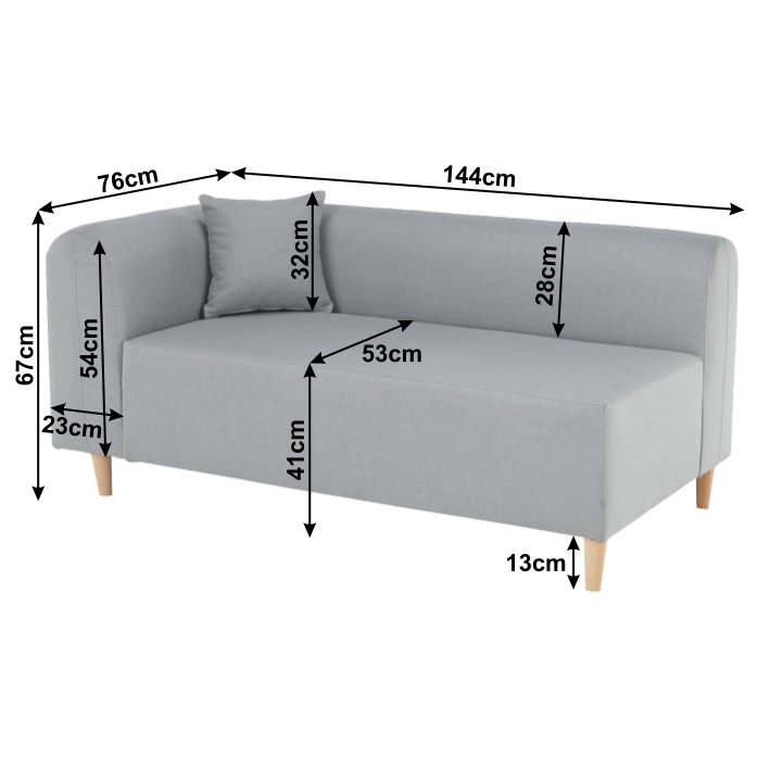 Pohovka, látka sivá, ľavá, BROKEN