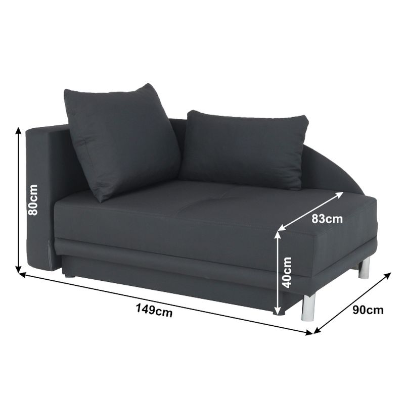 Rozkladacia pohovka, sivočierna látka, ľavá, LAUREL