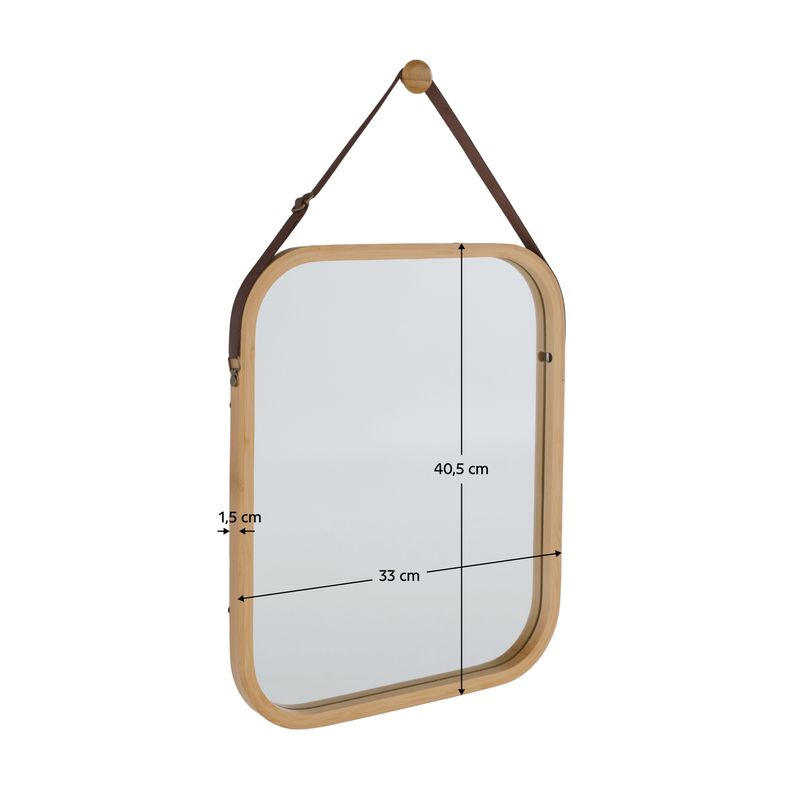Zrkadlo, 33x40cm, bambus prírodný, LEMI 2