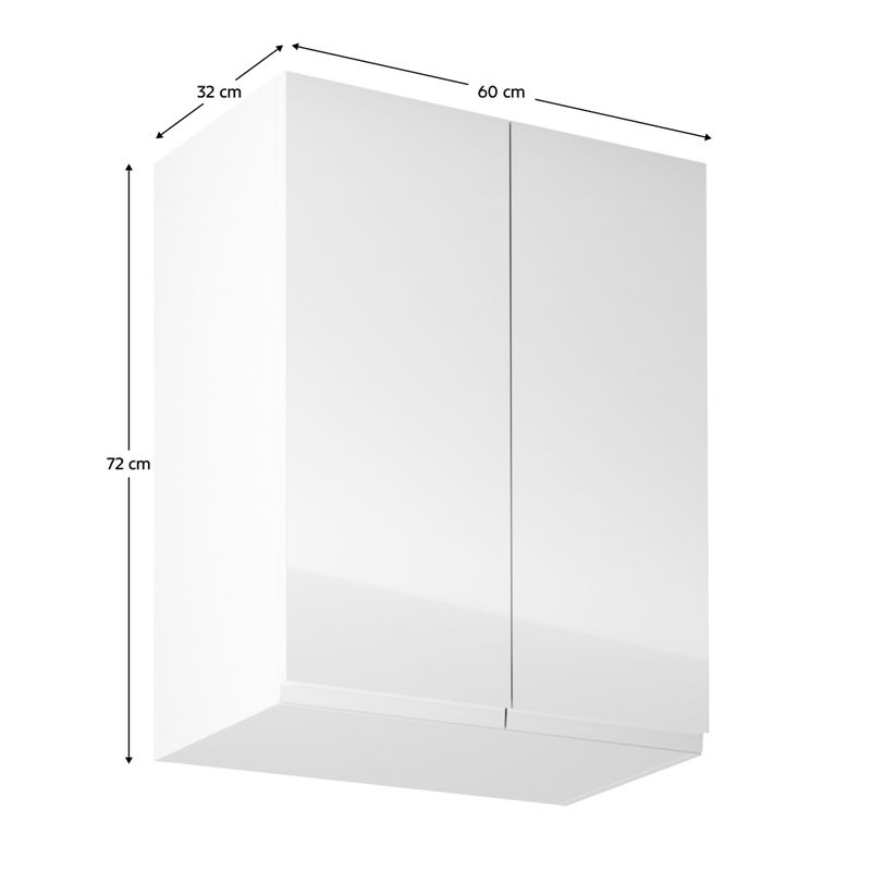 Horná skrinka, 60cm, biela, biely lesk, AURORA G602F